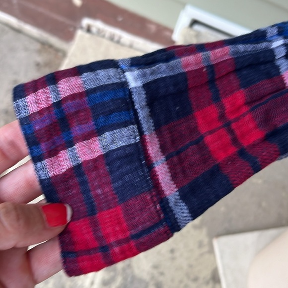 EUC plaid beach lunch lounge collection long sleeve cotton top - Picture 5 of 14